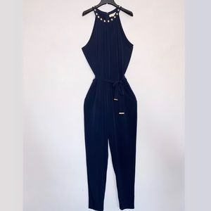 Michael Kors Embroidered Halter Jumpsuit | M